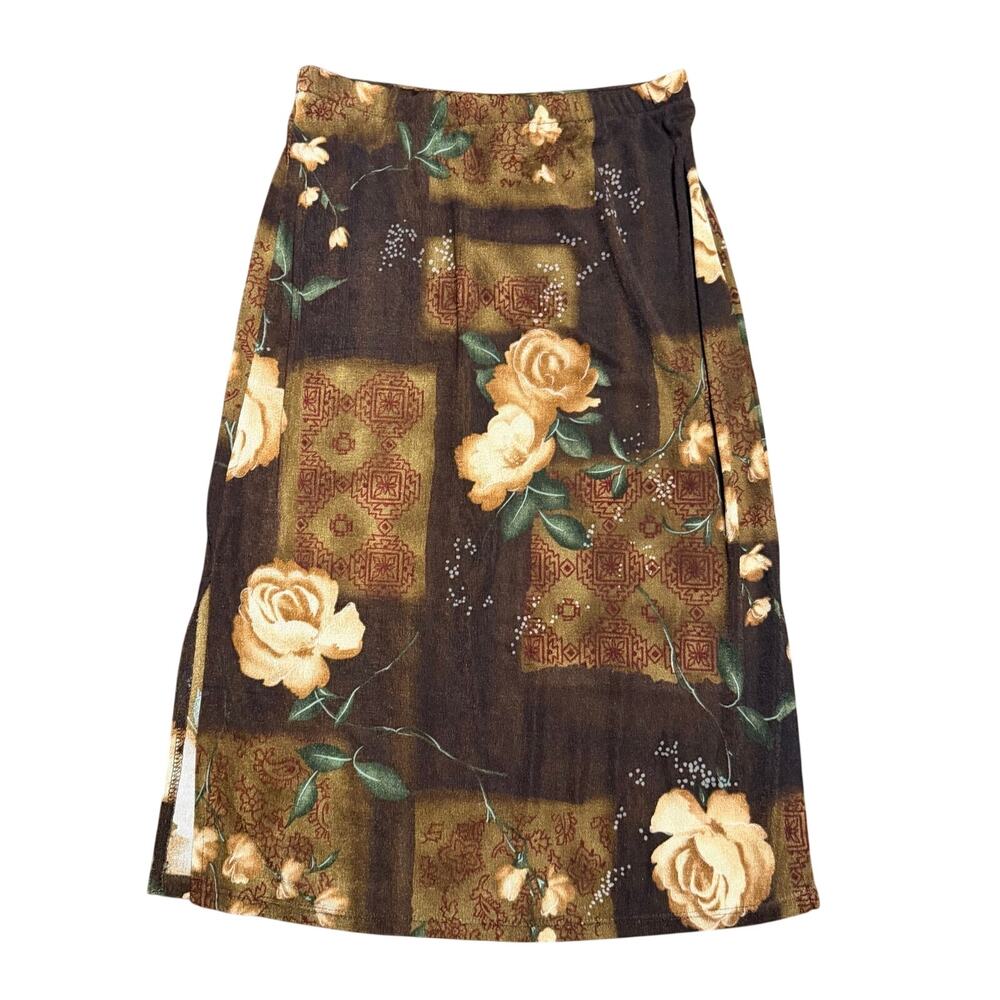 Vintage Forever 21 Brown Floral Midi Skirt Size Small